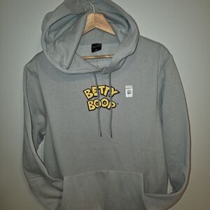Betty Boop Light Gray Crewneck Hoodie with Yellow Logo